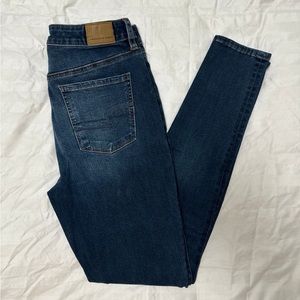 AEO 8 Long: Blue Ne(x)t Level Stretch Hi-Rise Jegging